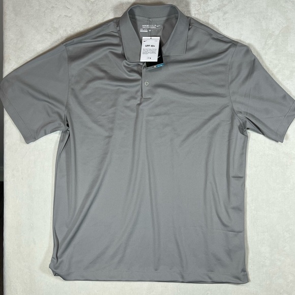NWT Nike Golf Performance Stretch Cotton UPF 40 Sun Men's Gray Polo Shirt - Picture 1 of 8
